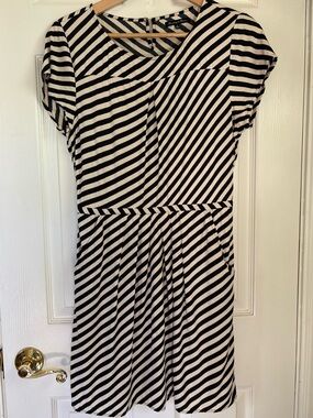 Broadway & Broome and Madewell Black and Ivory Striped Women's Dress women’s  8